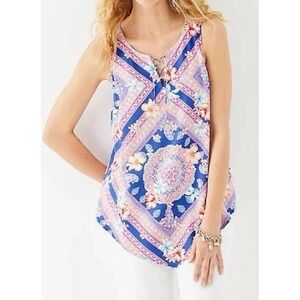 J Jill Peasant Blouse Top Womens Small Abstract Paisley Boho Vacation‎ Resort